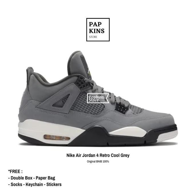 Sepatu Nike Air Jordan 4 Retro Cool Grey Original Bnib / Sneakers Pria