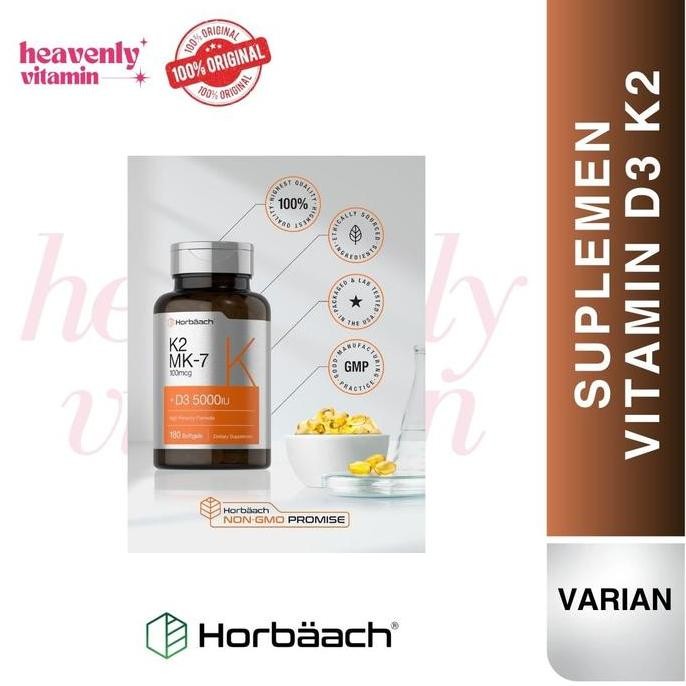 Horbaach Vitamin D3 K2 5000iu of Vitamin D & 800mcg MK-7 Complex -180