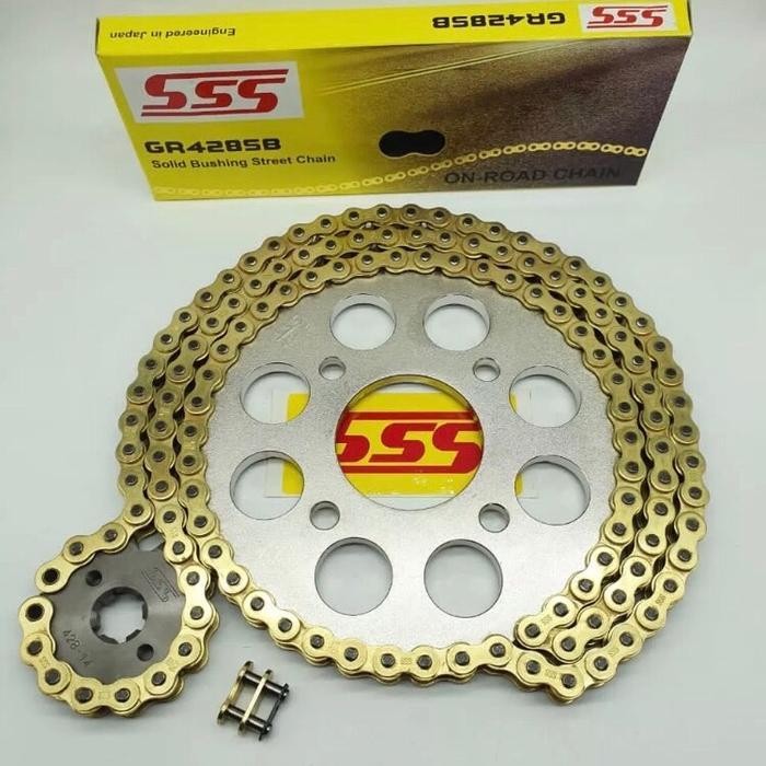Gir Set Sss 428 Gear Cbr Verza - Cb 150 Megapro - Tiger - Gtr Rantai Gold Sss Sb 428 130L Beraneka W