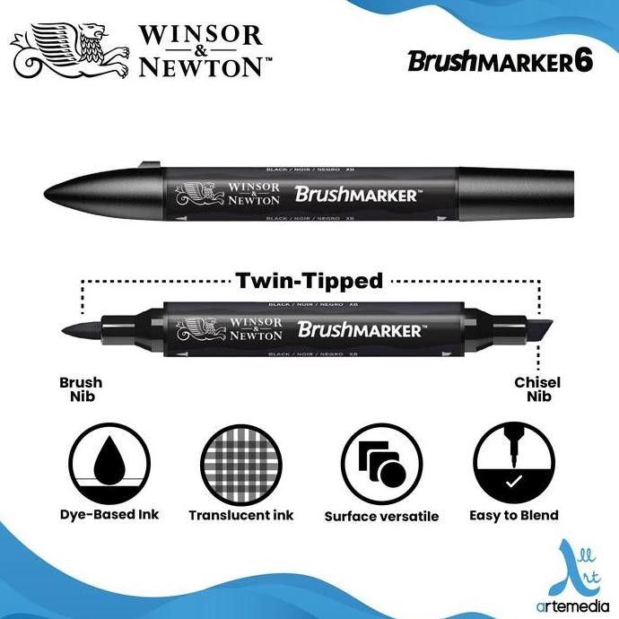 

Promo Winsor & Newton Brush Marker Promarker Set 6 - Dual Point Brush Pen Set