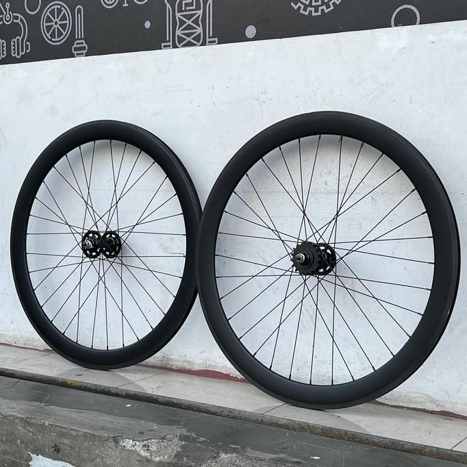 WHEELSET FIXIE 700C 5CM HITAM VUELTA ALLOY AERO BEARING DOLTRAP RODA ORIGINAL DAN TERPERCAYA