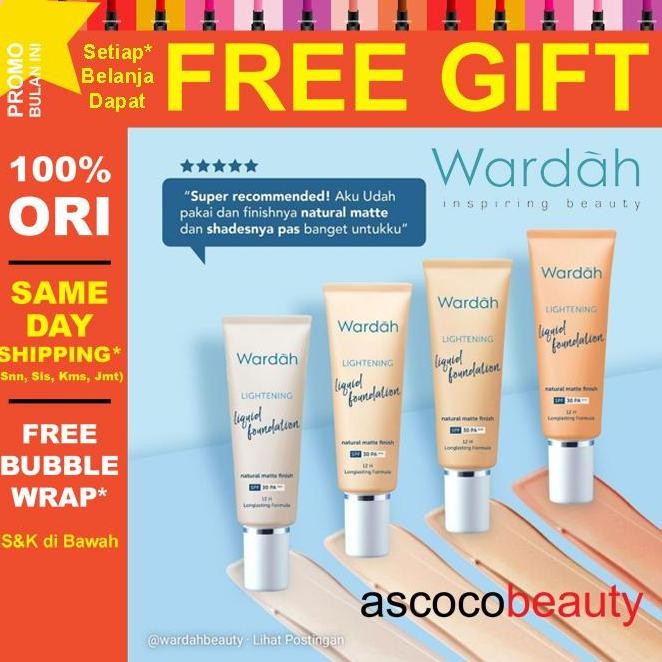 SIAP KIRIM WARDAH LIGHTENING FOUNDATION CAIR - ALAS BEDAK GLOWING RINGAN BPOM
