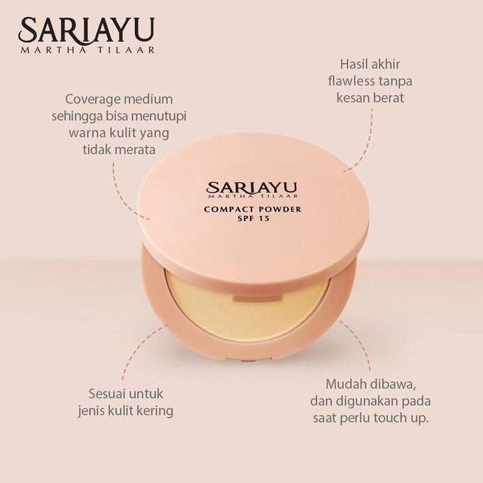 SIAP KIRIM SARIAYU COMPACT POWDER SPF 15 - BEDAK PADAT NATURAL TAHAN LAMA FULL/REFILL