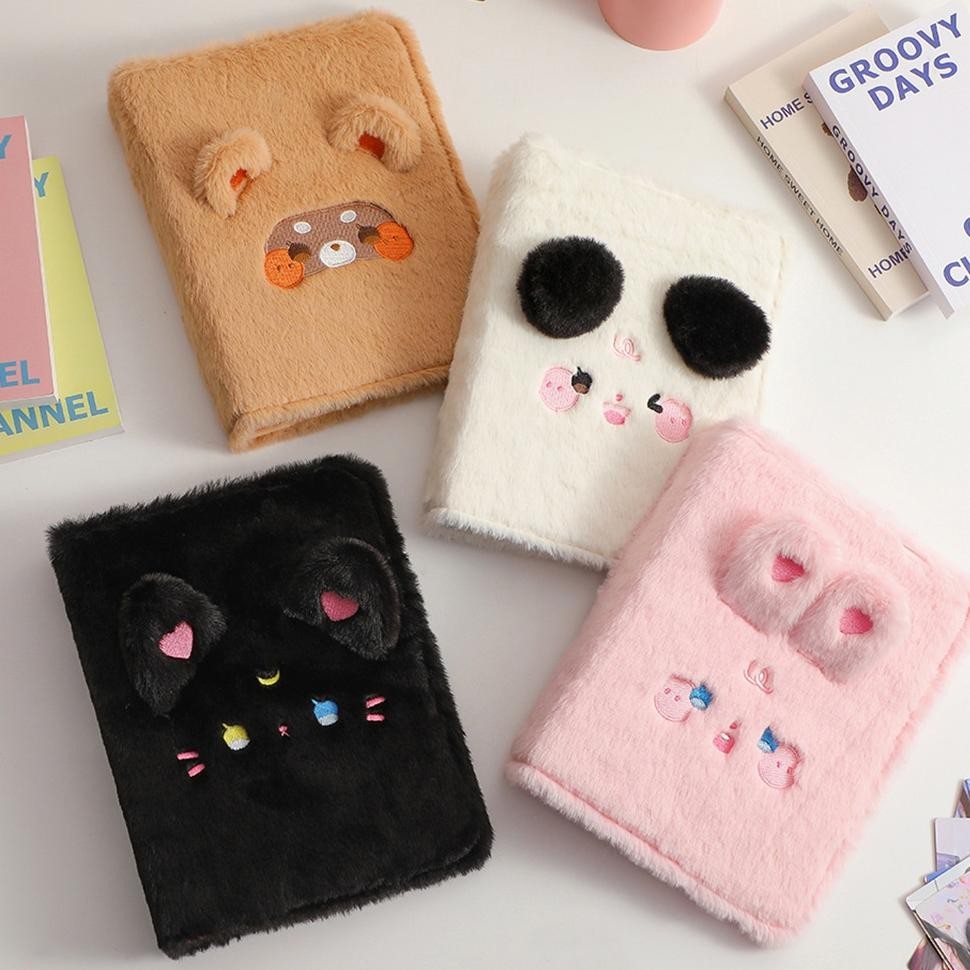 

Beruang Mewah A5 Binder Cover 6Rings Loose Leaf Kartun Lucu Buku Besar Penyimpanan Kartu Album Foto Cover