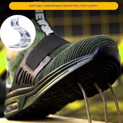 new  sepatu safety sport tanpa tali hijau/hitam/biru size 37-48 asli import