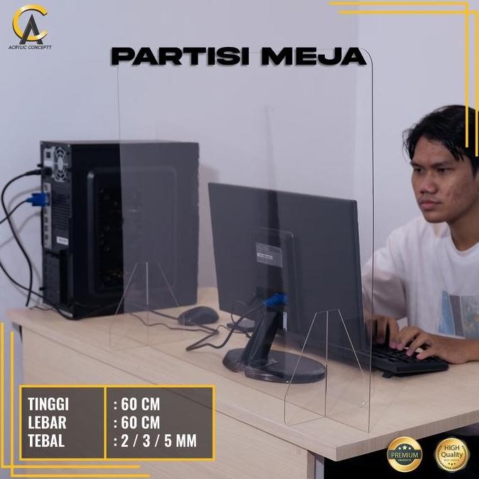Sekat Pembatas Meja Akrilik Anti Corona / Partisi Meja Acrylic Grosir murah