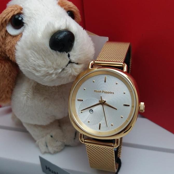 new  JAM TANGAN WANITA HUSH PUPPIES HP.3873L.9507 GOLD SILVER ORIGINAL