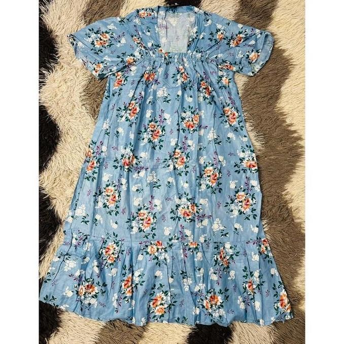 baru HS - Dress Daster Diandra Pendek Motif Bunga Lily Bahan Rayon