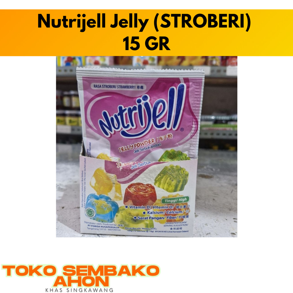 

Nutrijell Jelly (STROBERI) | Powder Puding Jelly 15 gr / Nutrijell Rasa Stroberi / Jelly Bubuk Nutrijell 15g / Puding Nutrijell