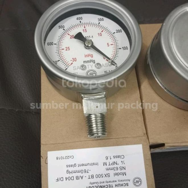 Pressure Gauge Vacum Schuh -760 Mmhg 2.5 Inch Drat 1/4" Full Ss