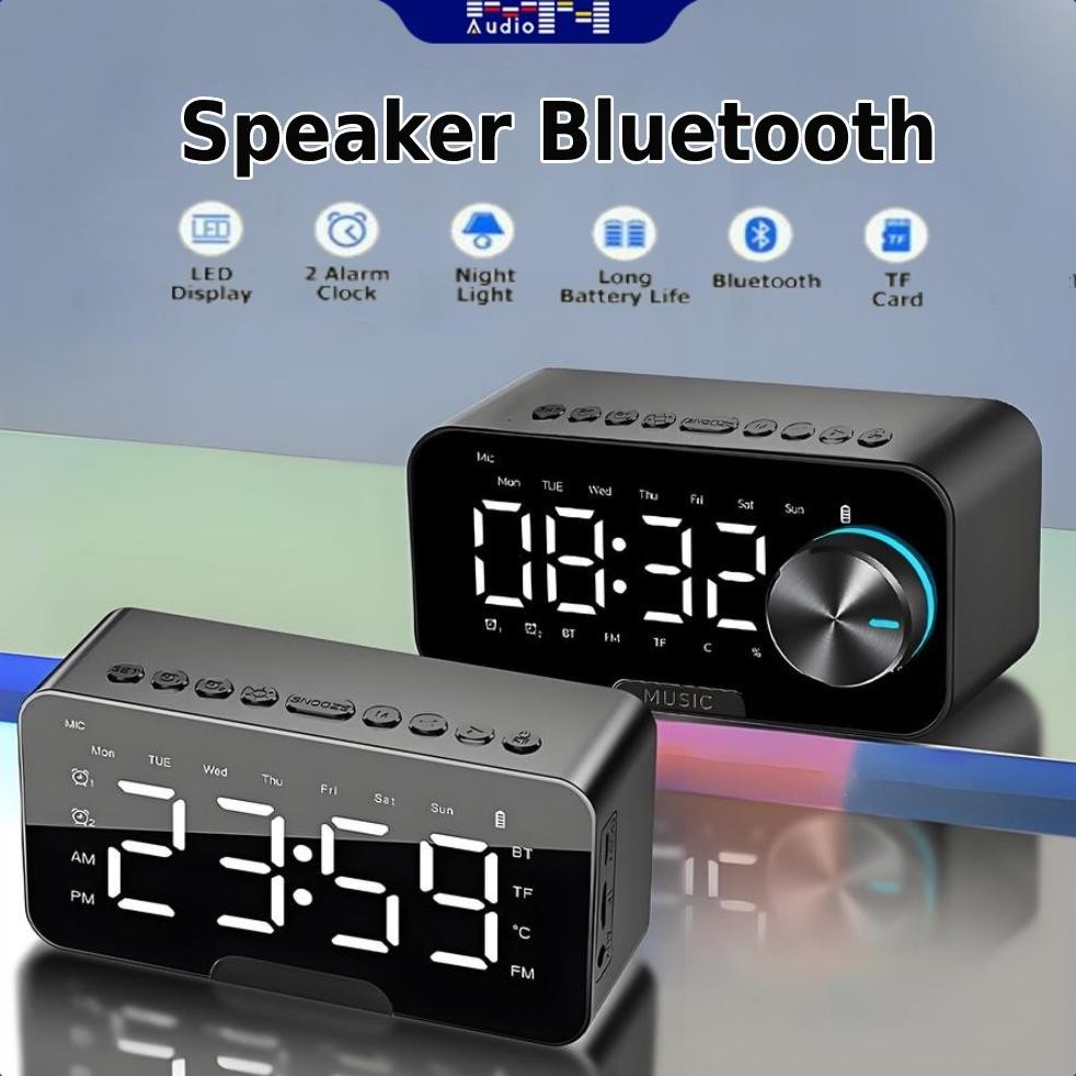 (COD) Speaker Bluetooth Portable Bass Audio Jam Alarm Clock LED Display Spiker Bluetooth Musik Box B