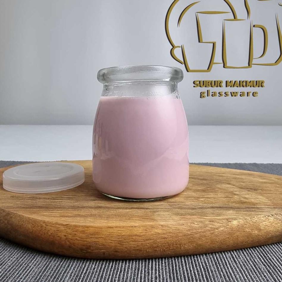 Set 6 Pcs Toples Pudding Jar Kaca 200Ml Pj200 . Toples Puding Tutup Plastik