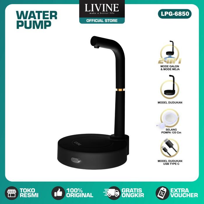 LIVINE 2 in 1 Pompa Galon Electric Pompa Air Galon Pompa Galon Elektrik 1500Mah 2Mode Meja Dan Galon