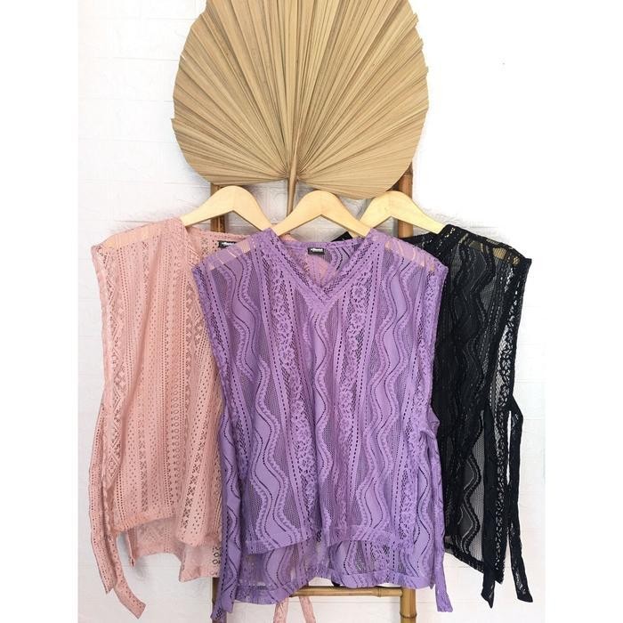 DWF rompi vest brukat korea style wanita kekinian harga murah warna komplit cream krim hitam putih A