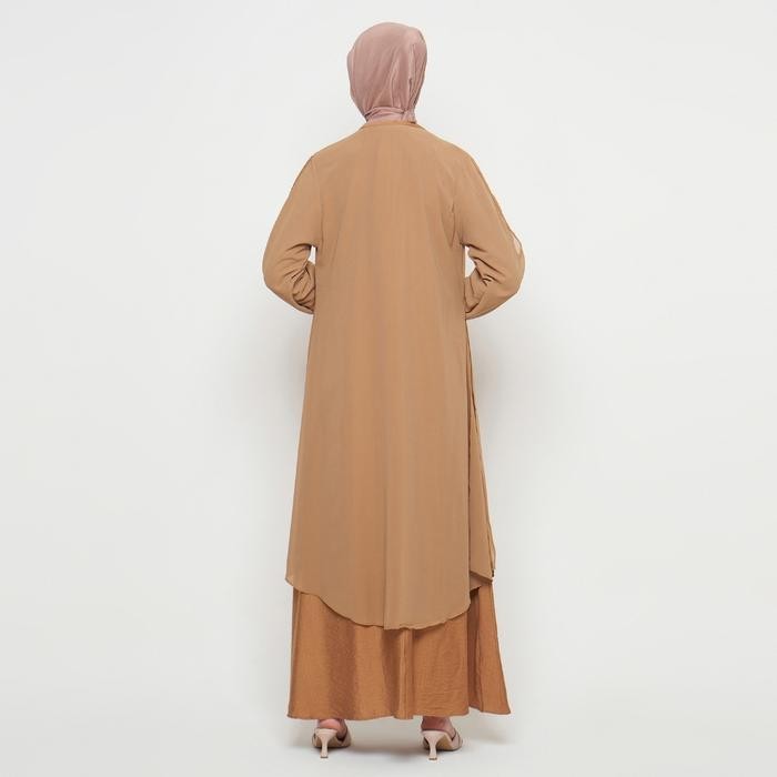 DWF Gamis Wanita Pakaian Muslim Wanita Gamis Slit Warna Coklat SR277