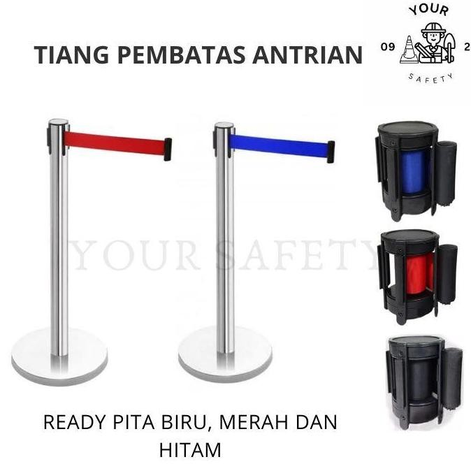 

Tiang Antrian Pembatas Stainless Adjustable Pita