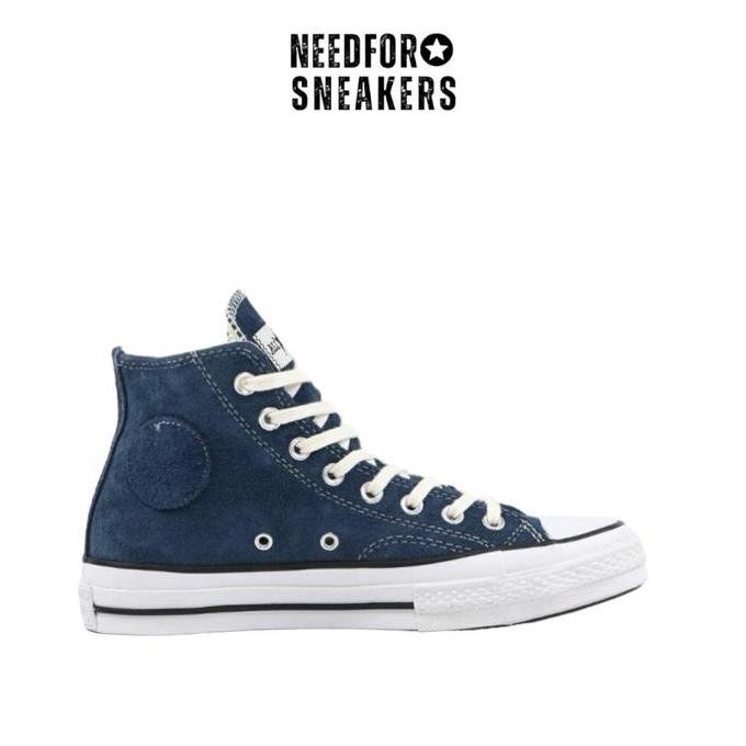 Sepatu Stussy X Converse All Star Chuck Taylor 70S High 8 Ball Sargasso Sea Blue White Black (Best Q
