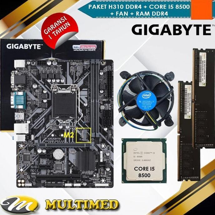 TERLARIS - Paket Mainboard 1151 H310M DDR4 + Core i5 8500 + FAN + RAM