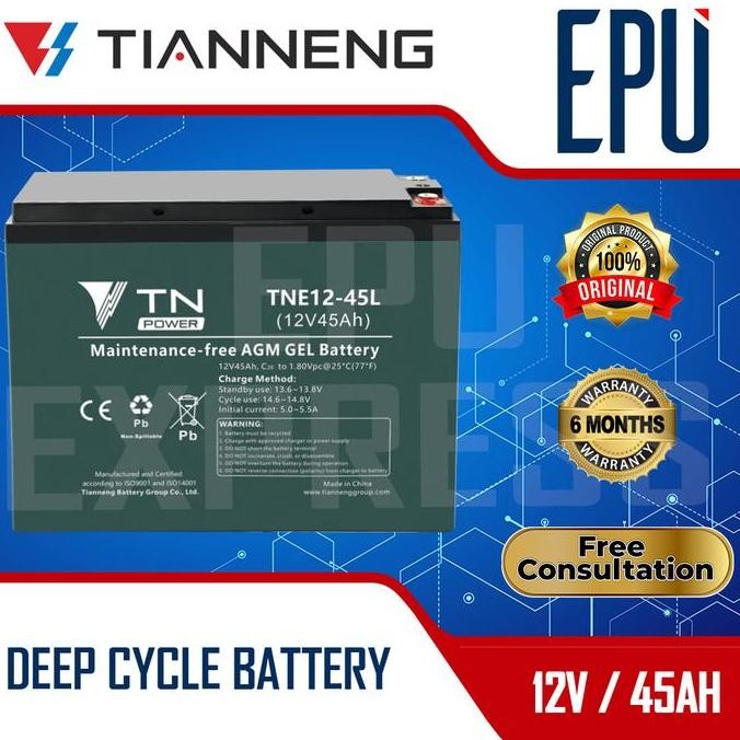 (newstore) Tianneng Aki Selis 12V 45AH Tian Neng Aki Sepeda Listrik 12V 40AH