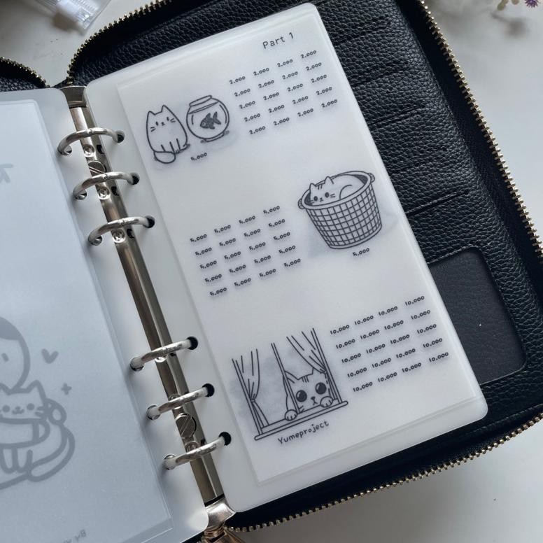 

saving challenge korean series / kucing untuk binder A6 bisa di hapus DiM