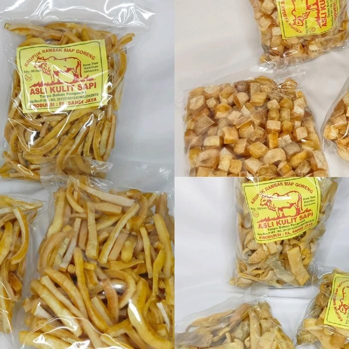 

SEDIA! Krupuk kulit sapi 1kg mentah fa sandi jaya Ori!!