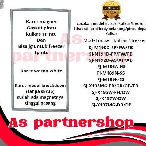 NEW karet magnet gasket kulkas/freezer sharp 1pintu sj-m190,sj-n191,sj-n192,sj-x195,sj-x197,fj-m186,