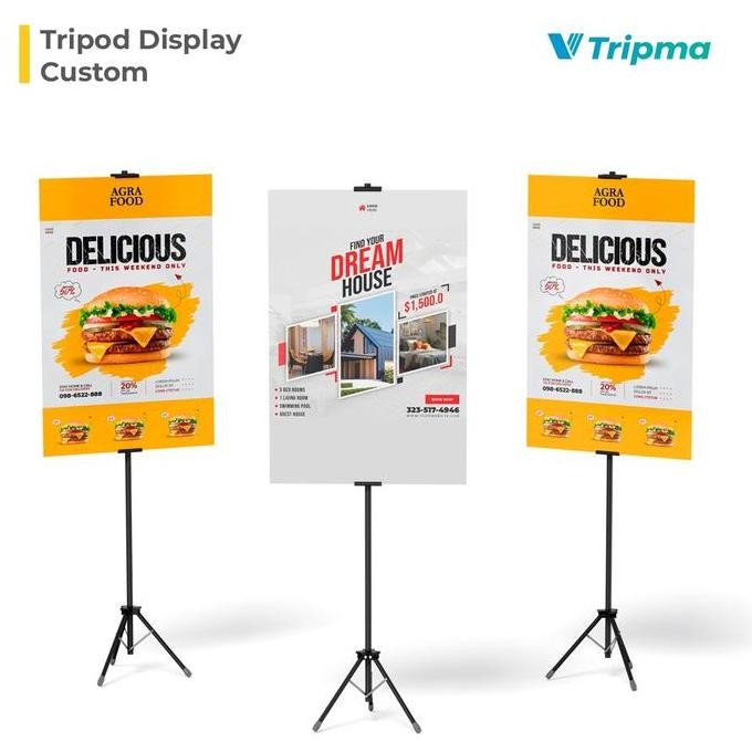 TERBARU - Tripod Stand Sign - Tripod Display - Papan Iklan + Foam Board 50x70