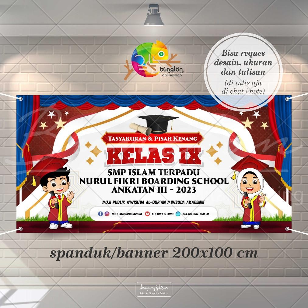 

Size 200x100 Cm Spanduk Banner Tasyakur Perpisahan Kelas DiM