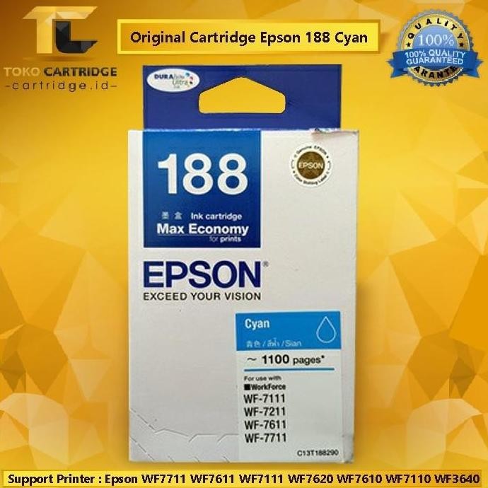 Original Cartridge Tinta Epson 188 T188, Tinta Printer Epson Wf7711 New Stok