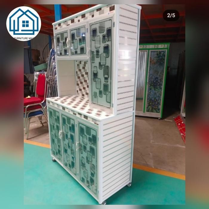 Rak Piring 3 Pintu  Roda Aluminium Rangka Tebal