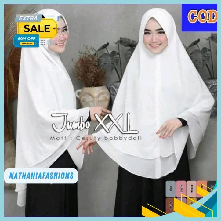 -COD HIJAB HAJI DAN UMROH KHIMAR INSTAN JUMBO SYAR'I 2 LAYER POLOS HIJAB INSTAN KEKINIAN JILBAB CERU