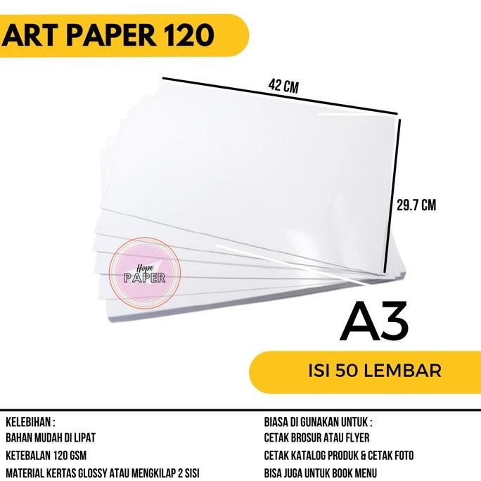 

new !!! Kertas Art Paper A3 120 gsm isi 50 lembar / Kertas Art Paper 120 gsm A3