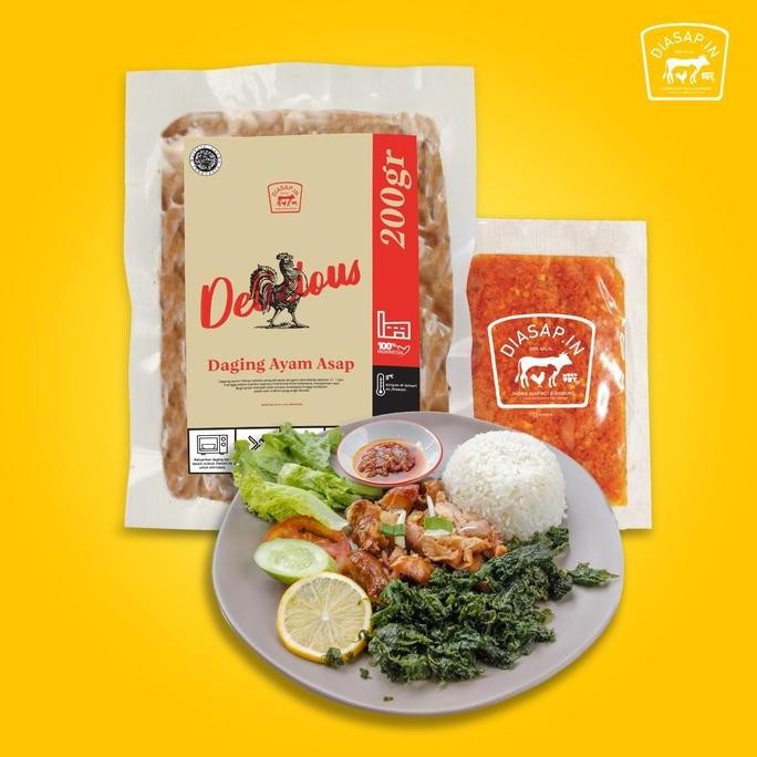 

SEI AYAM Frozen Daging Ayam Asap DIASAPIN 200gr + 1 Sambal 50gr