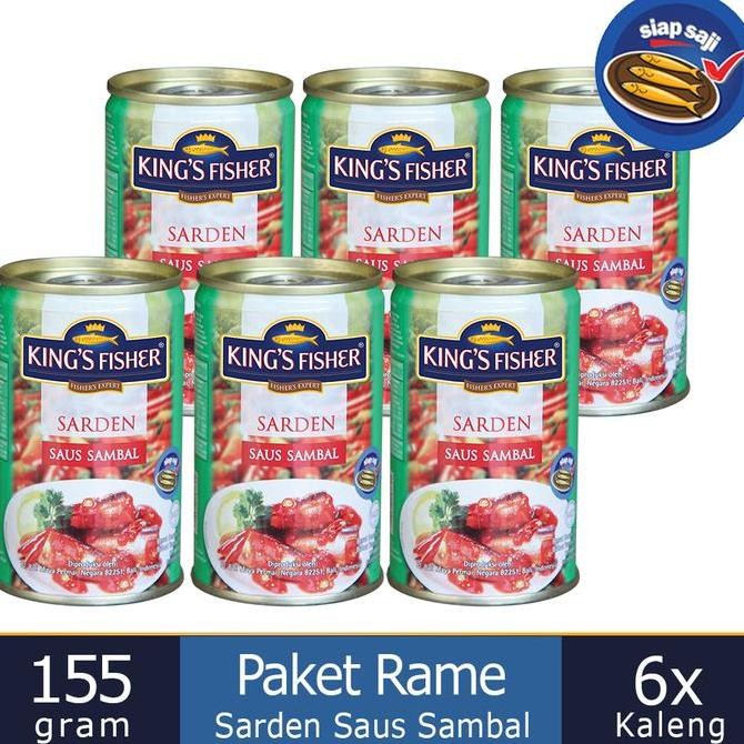 

Paket 6 pcs King's Fisher Sarden mini saus sambal Makanan Kaleng 155g kings fisher