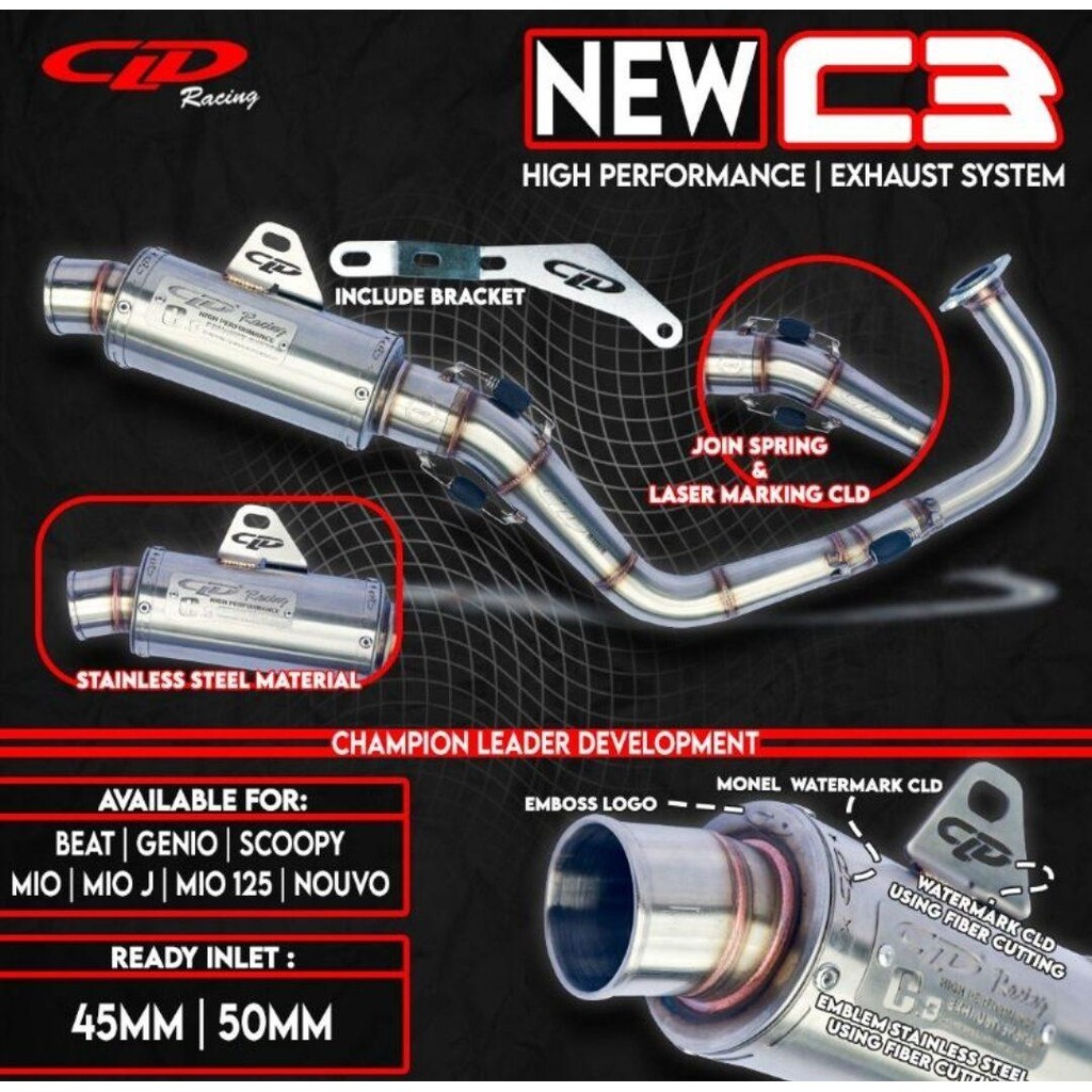 RPM Knalpot racing knalpot motor matic exhaust Muffler Knalpot CLD Type New C3 Bulat Beat Scoopy Var