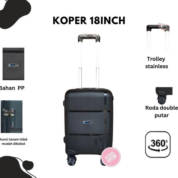 TERBARU - Koper ANTI PECAH PP Global Snow 18 Inch - GS 001 / KOPER 18INCH / KOPER KABIN