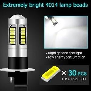 ready 2 Buah Lampu 30 LED Putih H3 untuk Fog lamp Mobil Lampu Depan 12V Anti Kabut Untuk Mobil Kunin