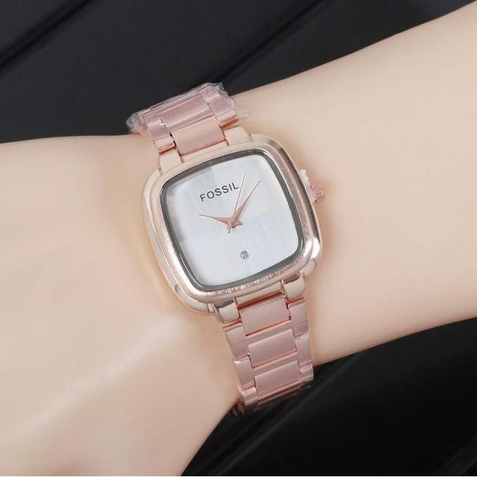 READY - Jam Tangan Fossil Wanita Tali Rantai Model Kotak Free Box