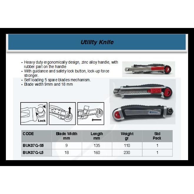 

HOT DEAL FATOOLS BUK07G-L5 UTILITY KNIFE 18MM CUTTER PEMOTONG KARDUS KERTAS !!!!!