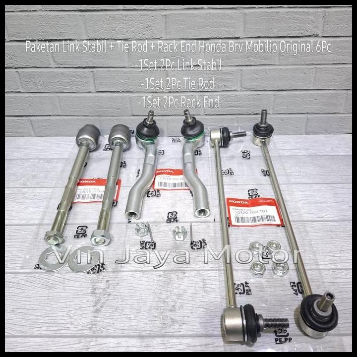 DISKON PAKET KAKI KAKI TIE ROD + RACK END + LINK STABIL HONDA BRV MOBILIO 2014-2020 ORIGINAL 6PC 