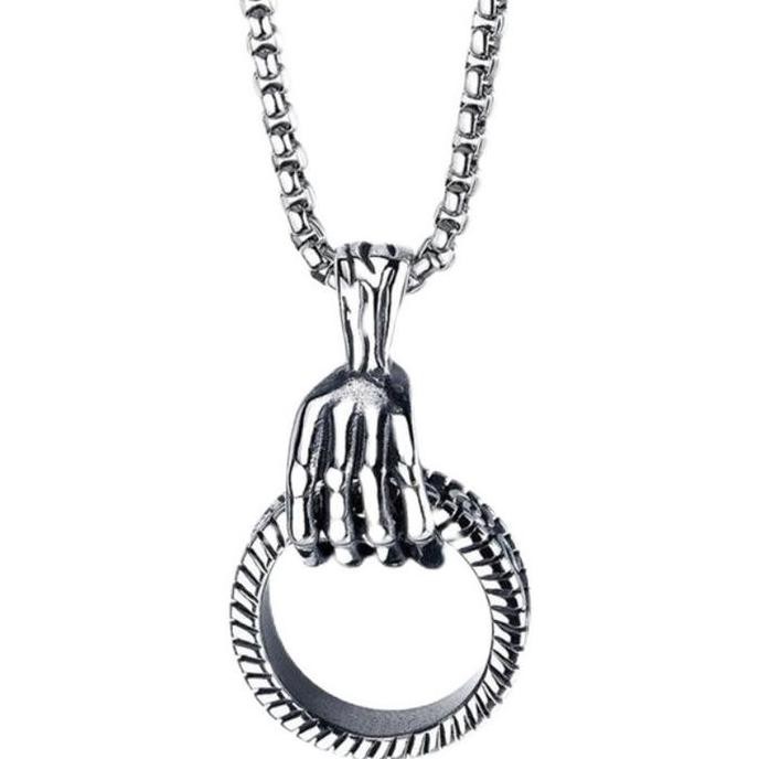 Hot Sale - Kalung Pria Titanium Anti Karat Liontin Cincin Tangan Tengkorak K111