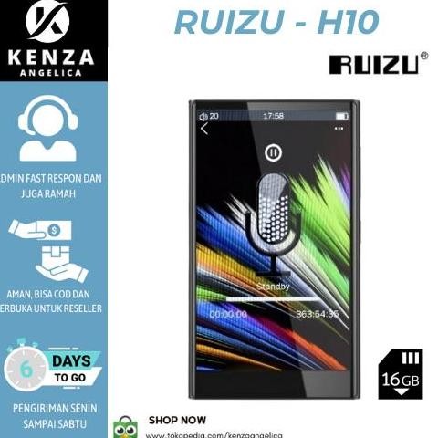 Ruizu H10 16Gb Audio Video Player Bluetooth 5.0 Touchscreen Radio Timer Battery 1000Mah Terbaru