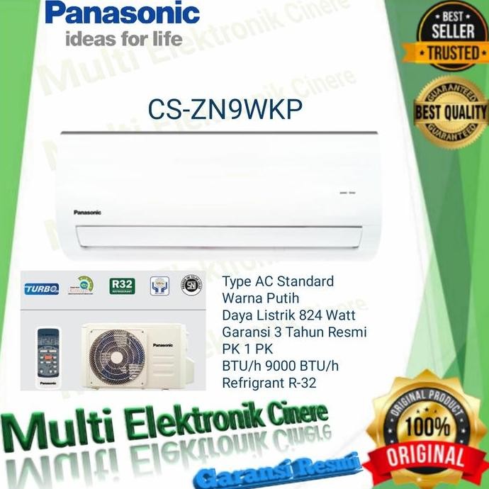 baru ac panasonic split 1pk standard cs-zn9wkp - hemat listrik
