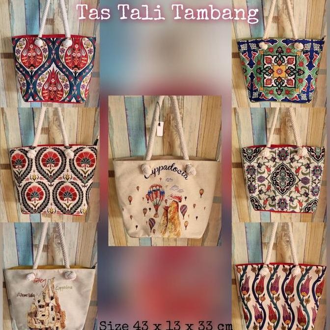 Terlaris Tas Kilim Tali Tambang Turki Resleting | Tas Turki | Tote Bag Turki Ready Stok