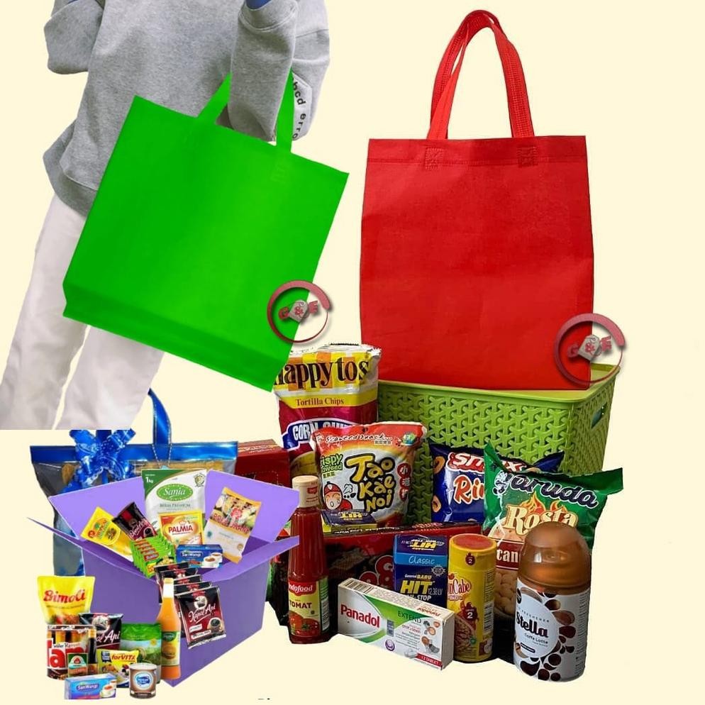 

sd-5 Cuci Gudang Lusinan Tas Spunbond Goodie Bag 38x45x10 30x40x10 25x35x10 20x26x10 Paperbag Kain Totebag Souvenir Original Murah