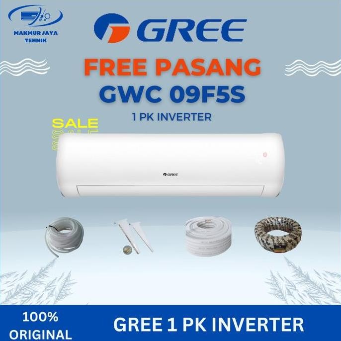 baru ac gree 1pk inverter gwc-09f5s low watt + jasa pasang indoor outdoor