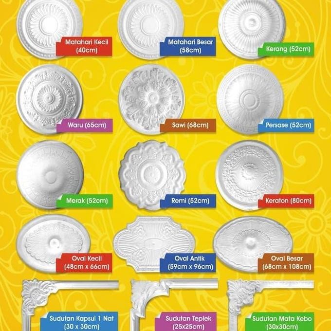 (Terlaris) Kembang Lampu Plafon Gypsum Centrepiece Senterpis Model Matahari Besar (Best Seller)