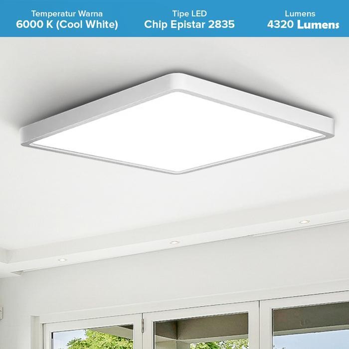 Lampu Plafon Kotak / Lampu Led Ceiling 48W 40X40 Cm Light Cool White Original Dan Terpercaya