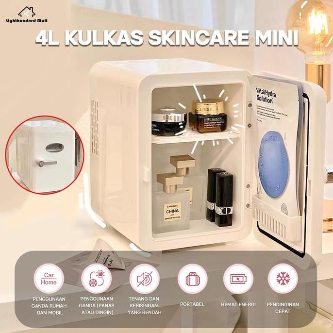 kulkas mini 4l listrik portable freezer pendingin skincare boba hot cool mobil & rumah berkualitas