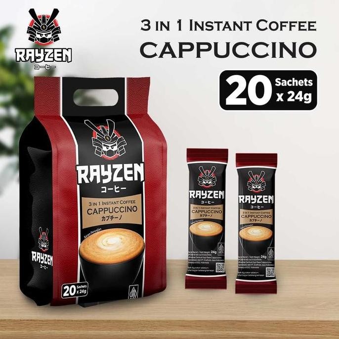 

READY KOPI INSTAN RAYZEN 3IN1 CAPPUCCINO - 20 SACHET X 24G MINUMAN SERBUK CREAMY